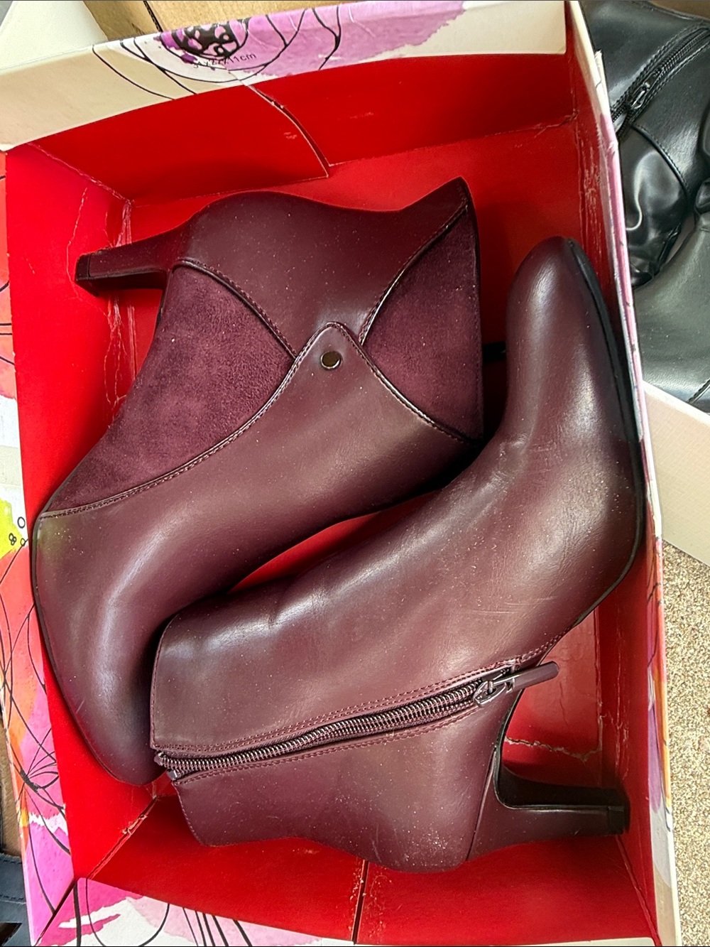 Women’s Burgundy Ankle Booties with Side Zip
